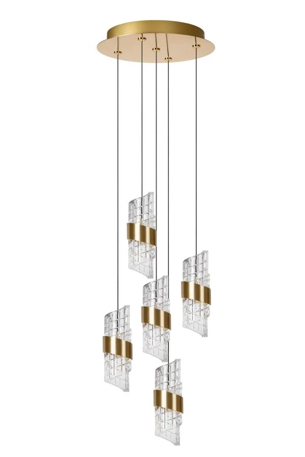 Lucide KLIGANDE - Lámpara colgante - Ø 30 cm - LED Regul. - 5x8W 2700K - Oro mate / Latón - UIT